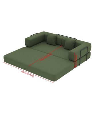  Convertible Corduroy Sleeper Sofa Bed with Pillow