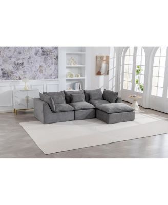 Cloud Couch Oversized Modular Sectional Sofa, 3-Seat with Ottoman