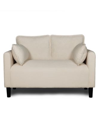 48" Corduroy Loveseat Couch with Cushions & Side Storage