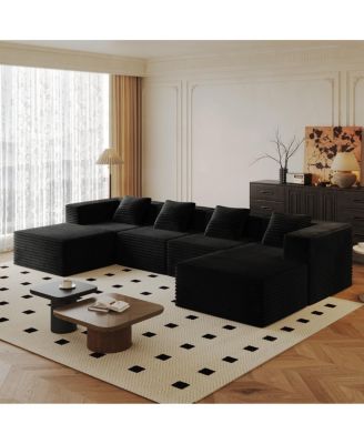 Modular Sectional Couch: Deep Seat, Memory Foam, No Assembly (4 Seats + 2 Ottomans