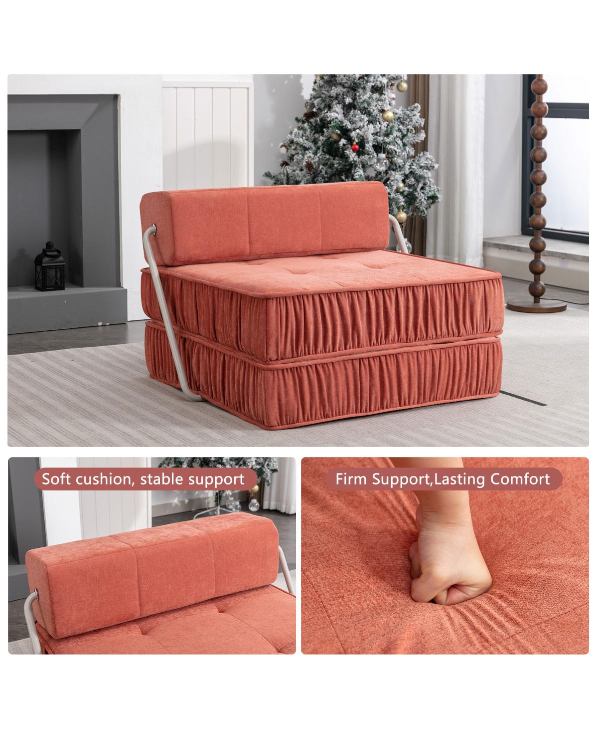 Streamdale Furniture Orange Folding Sofa, Futon Sleeper Chair, Convertible Chair & Mattress