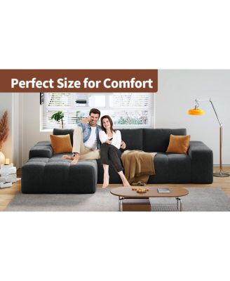  L-shaped modular sofa, no assembly, deep seat, 3 cushions, soft fabric upholstery