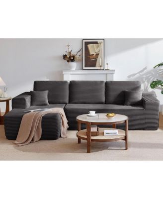 104" Cloud Sectional Sofa with L-Shape Chaise & Side Pockets, Gray, Left-facing