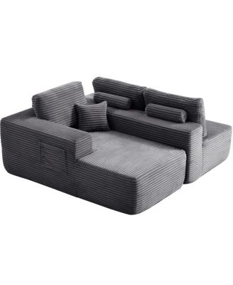104" Cloud Sectional Sofa with L-Shape Chaise & Side Pockets, Gray, Left-facing