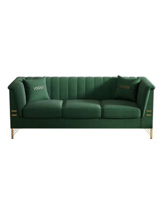  Modern Velvet Sofa with Vertical Channel Tufting