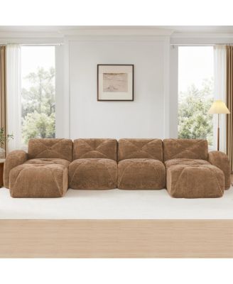 U-shaped Boneless Sofa, Tufted, High Density Sponge, Anti-Slip