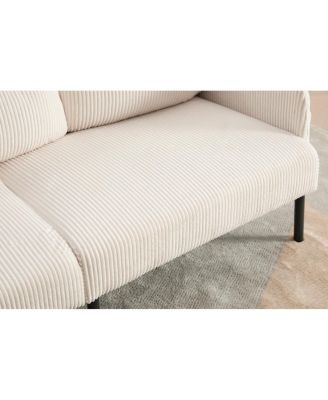 Streamdale Oversized Corduroy Loveseat Sofa with Metal Legs & Side Pockets