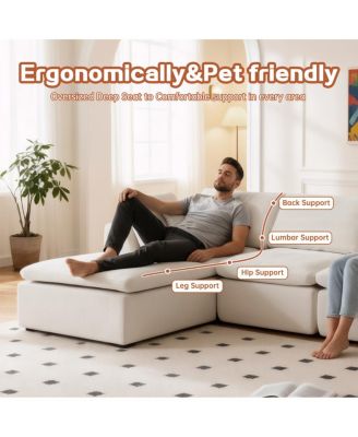 Streamdale Modern L-Shaped Sectional Sofa with Chaise Lounge, Corduroy Couch