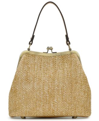 Laureana Small Straw Frame Crossbody Bag with Scarf