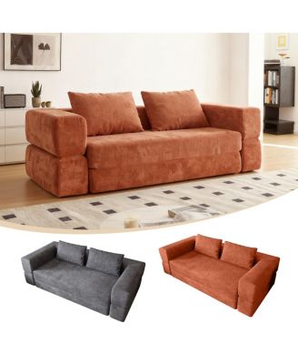 Streamdale Orange Sofa Bed with Rectangle Pillow and Cushions