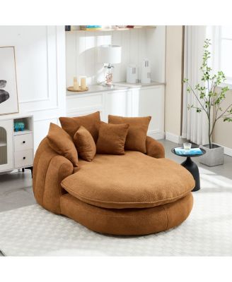Streamdale Oversized Oval Upholstered Bean Bag Sofa with 3 Large & 2 Small Pillows