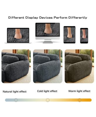  L-shaped Boneless Sofa, Soft Fluffy Plush Fabric, Dark Gray