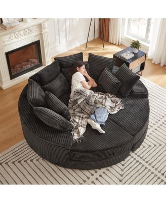 Streamdale Corduroy Oversized Recliner, Converts to 2 Recliners, Sofa Bed, Neck Pillow