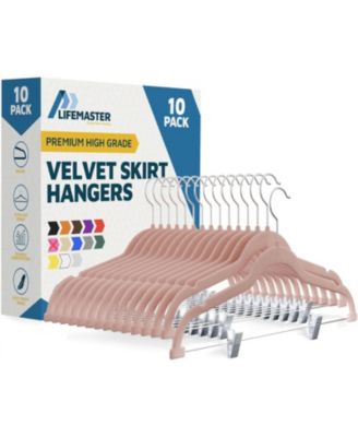 Velvet Pants Hangers, Adjustable Clip Design, 360° Swivel Hook, Non-Slip Notches, Pack of 10, Pink