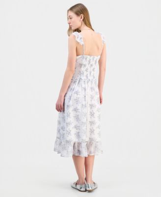 Juniors' Ruffle-Trim Sleeveless Midi Dress