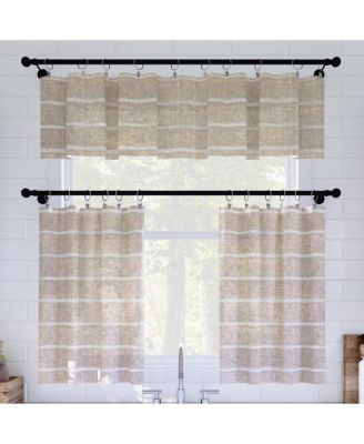 Twill Stripe Anti-Dust Linen Blend Sheer Cafe Curtain Valance