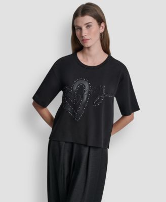 Women's Short-Sleeve Heart Script Logo Crew Neck Shirt