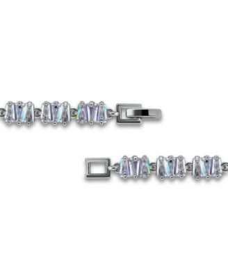 16 ct. t.w Cubic Zirconia 5x3 Trapezoid, and 1mm Round Cut Stones 5x5mm Emerald Green Square Cut Glass Stones Bracelet