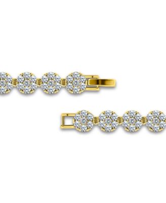 7 ct. t.w 2mm Round Cut Cubic Zirconia Stones Cluster Flower Link Bracelet