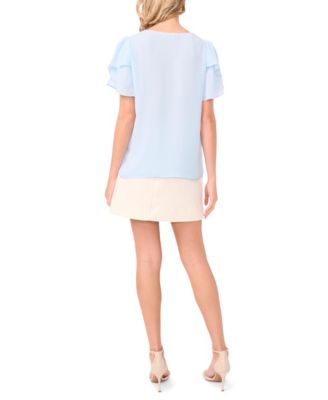 Women's V-neck Tulip Sleeve Blouse