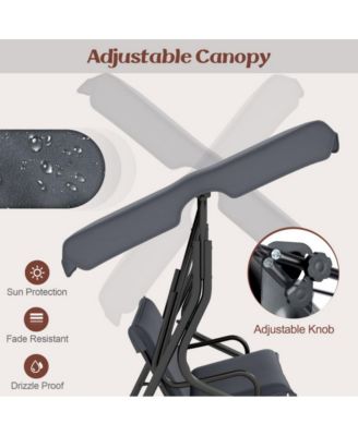 3 Seat Outdoor Patio Canopy Porch Swing with Cushioned Steel Frame