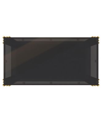 Modern Black Mirror Coffee Table with Gold Finish & Shelf, 47.5