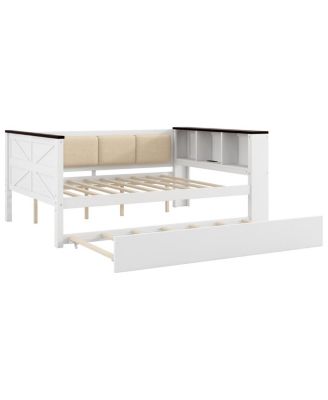 Wood Daybed with Storage, USB, and Trundle