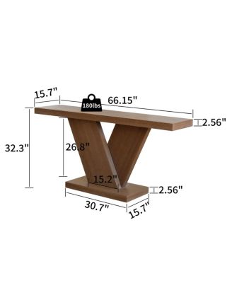 Modern X-Leg Console Table with Solid Wood Veneer, Walnut