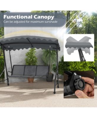 LUCKY ONE 3-Seat Outdoor Porch Canopy Swing with Adjustable Shading