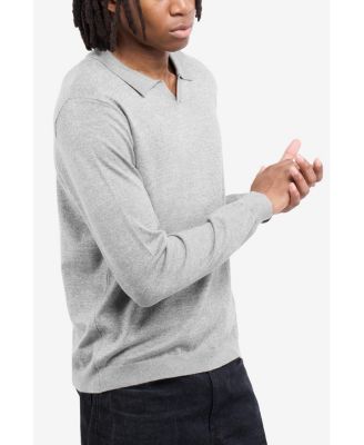 X RAY Men's Long Sleeve Sweater Johnny Collar Polo