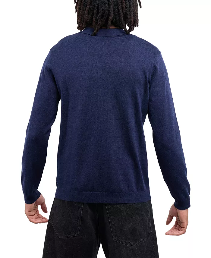Men's Long Sleeve Sweater Johnny Collar Polo - thumbnail 2