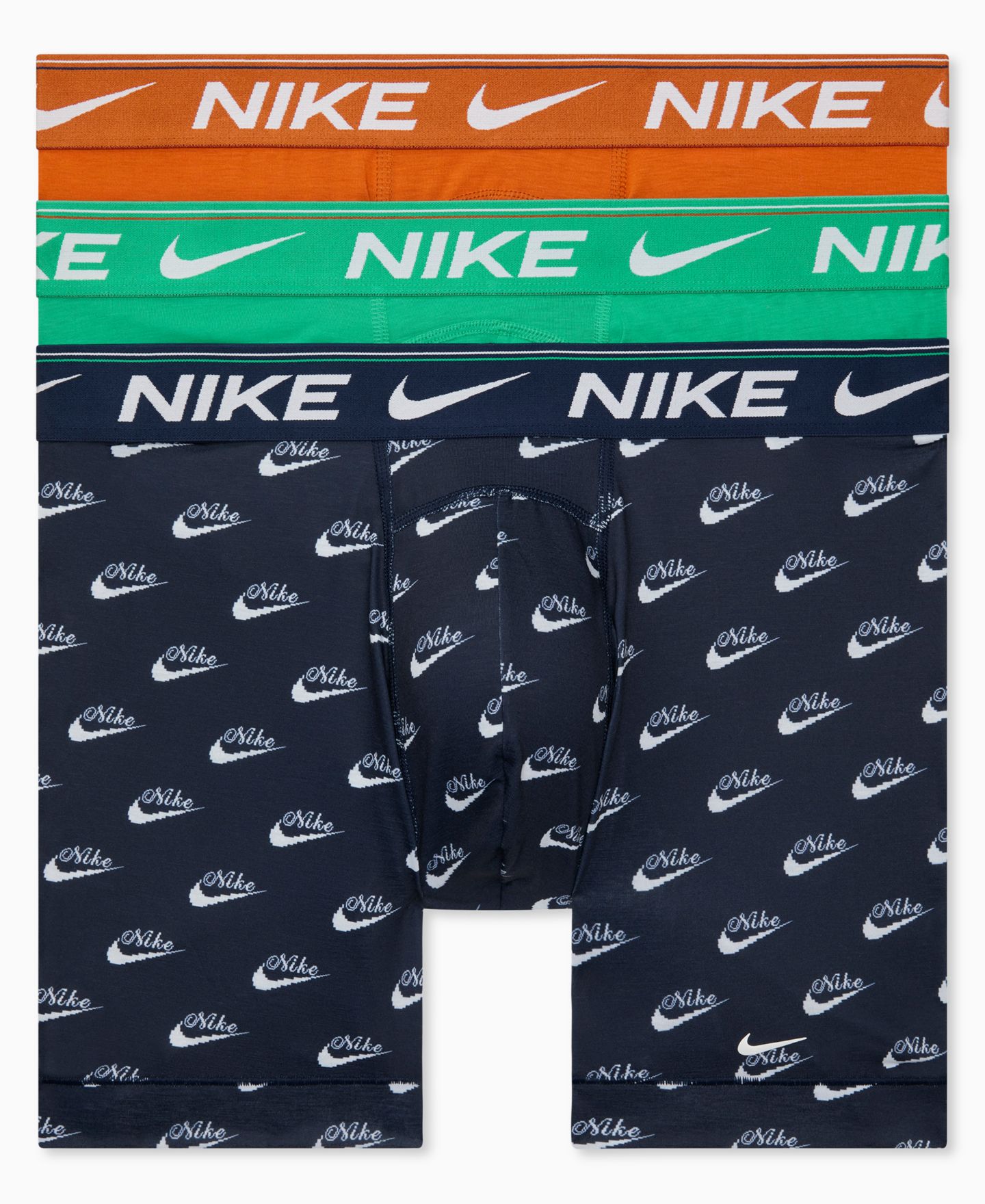 Трусы-боксеры Comfort для мужчин, 3 шт. — Nike, цвет: Обсидиановый с принтом / Зелёный — фото 1