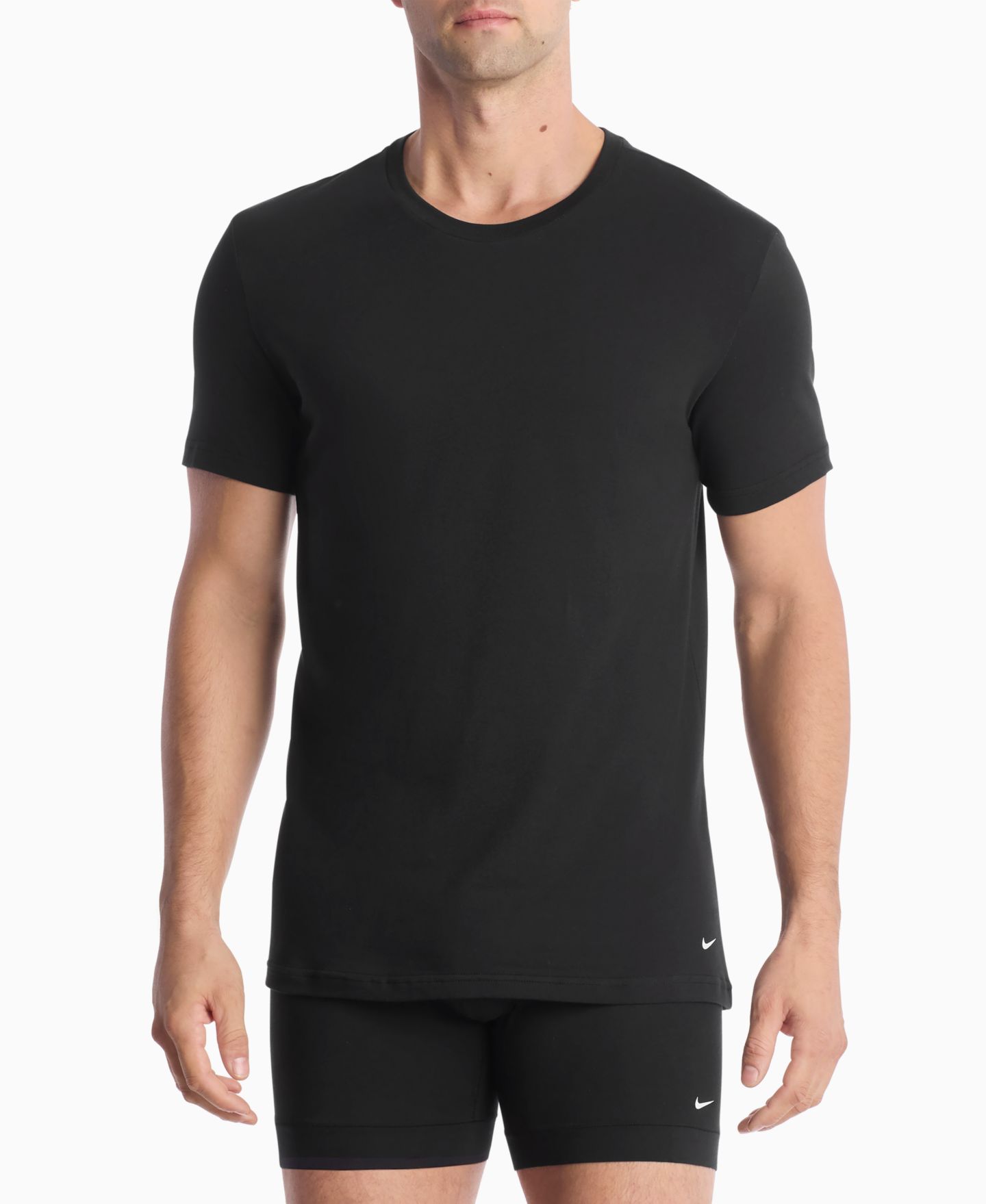 Бельё Undershirts для мужчин, хлопок, стрейч, 2 шт. — Nike, цвет: Чёрный — фото 2