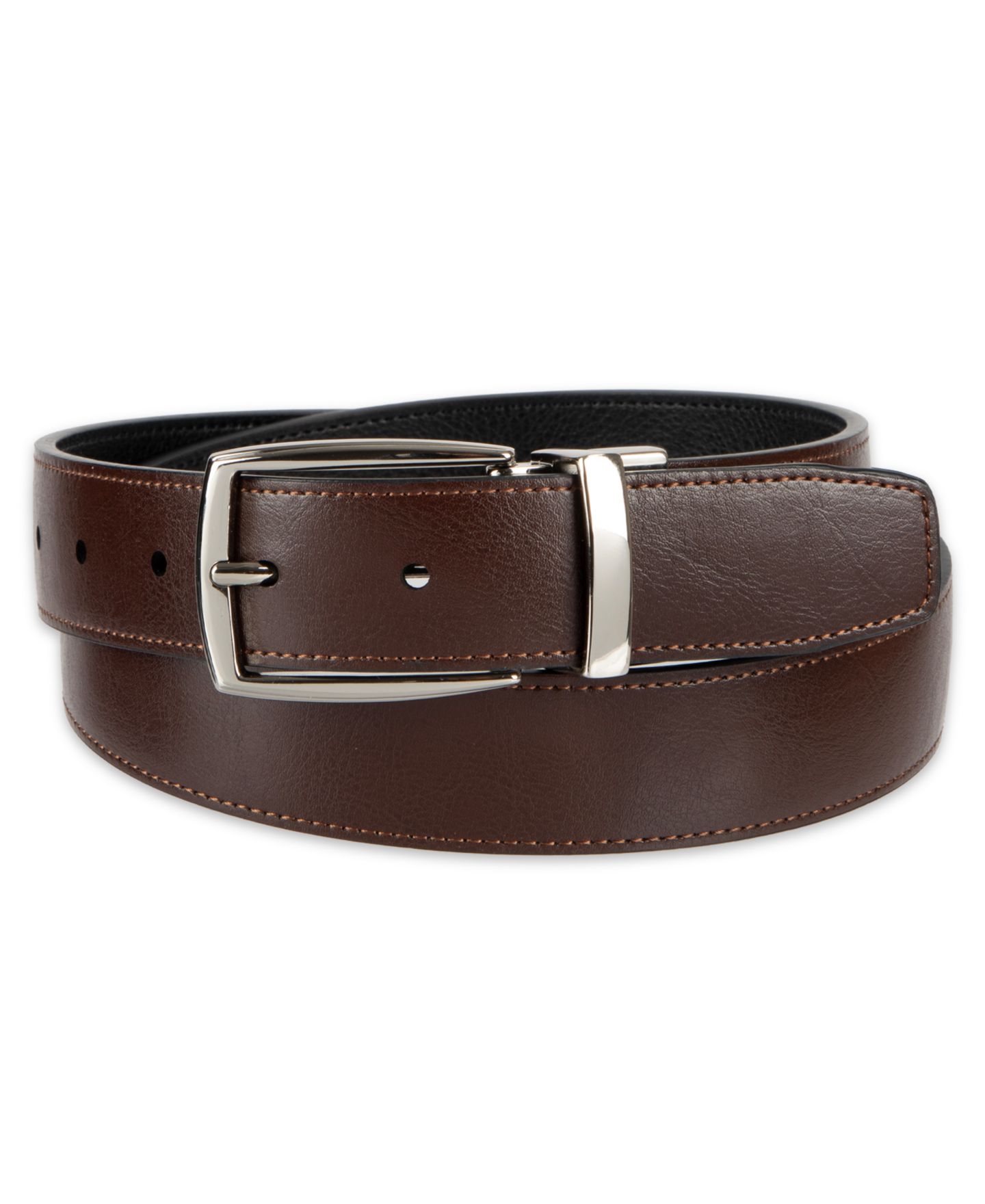 Мужской ремень Club Room 32MM Luxury 2-In-1 Reversible Dress Belt, цвет: Чёрный / Коричневый — фото 6
