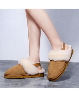 Women's Shearling and Suede Clog Slippers Spring
