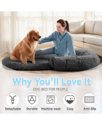 71" Extra Large Dog Bed for People - Foldable Plush Sofa for You & Pet
