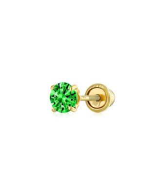 Tiny 3MM Solitaire CZ Cartilage 1 Stud Earring 14K Gold Screwback