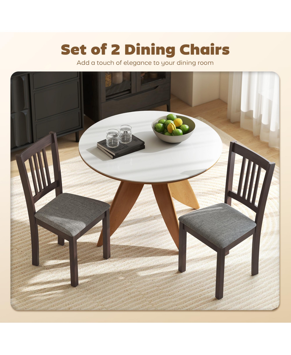 Homcom Dining Chairs Set of 2, Linen Upholste Kitchen Chairs,