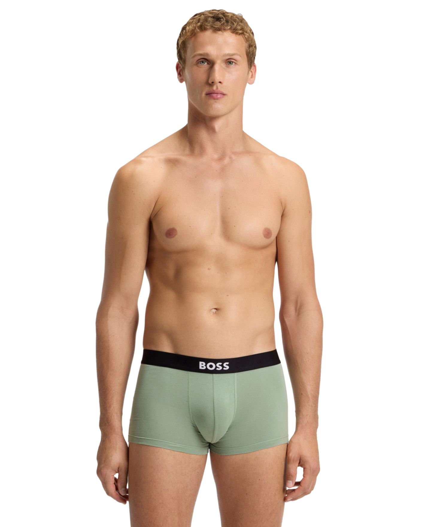 Бельё для мужчин, хлопок-стрейч, 3 шт. — Hugo Boss, цвет: Чёрный / Зелёный — фото 4