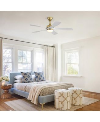 52-inch Modern Gold 5-Blade Ceiling Fan with LED Light and Remote Control