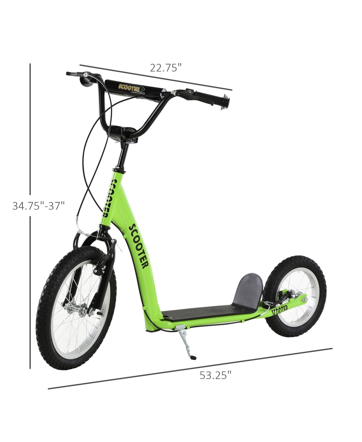 Hongge Adjustable Kick Scooter with Dual Brakes Steel Frame for Kids and Teens