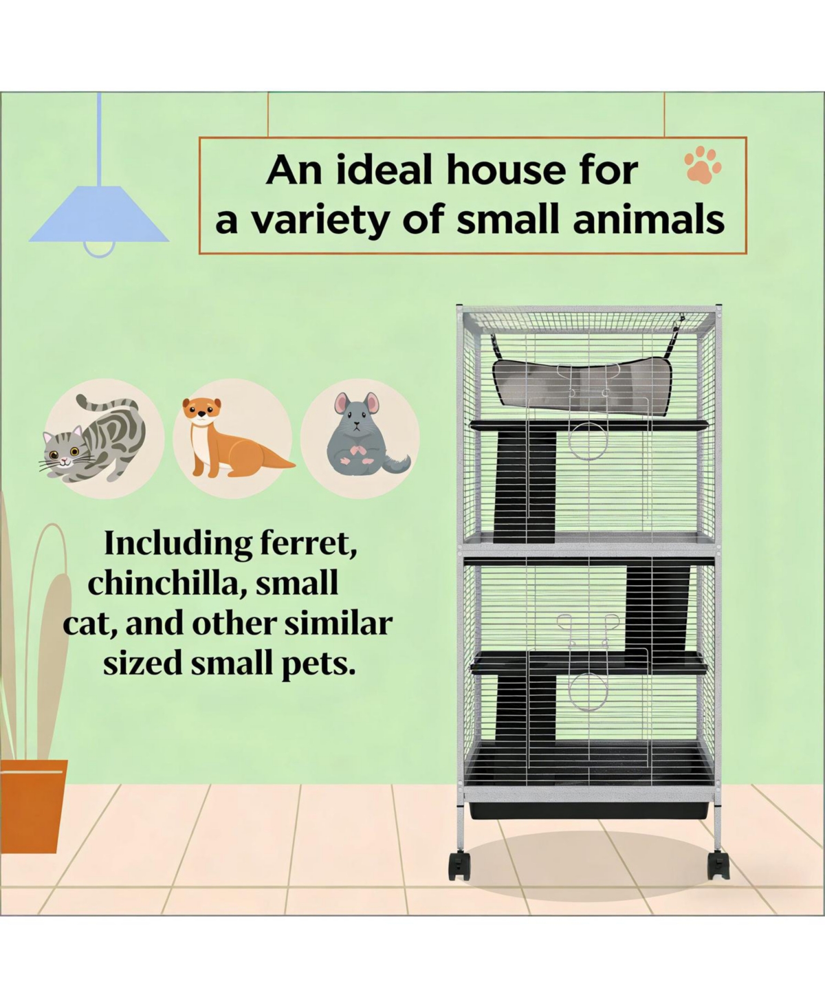 Aostirmotor Spacious Rolling Cat Hutch - Mobile Outdoor Wooden House & Shelter
