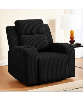 Recliner Sofa Couch 1-Seater, Manual Faux Fur, Cup Holders