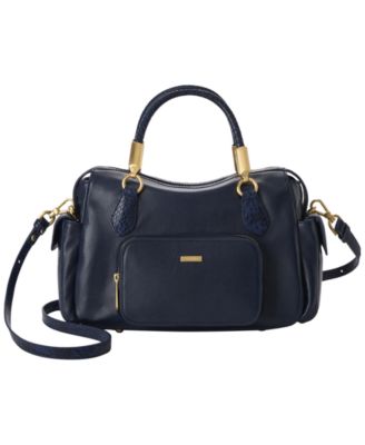 Micaela Rolled Handles Medium Leather Satchel Bag