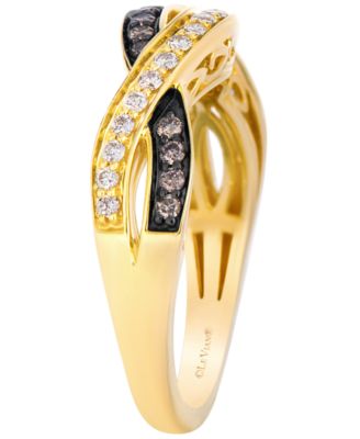 Chocolate Diamond (1/5 ct. t.w.) & Vanilla Diamond (0.19 ct. t.w.) Ring in 14k Honey Gold