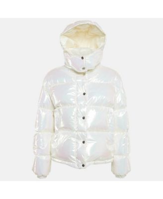 Women's White Synthetic Down Puffer Jacket