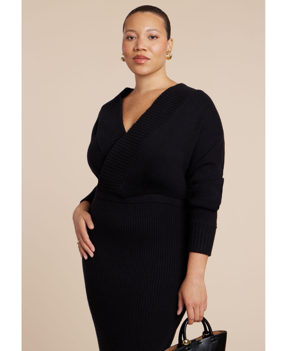 Eloquii Women's Wrap Sweater Maxi Dress