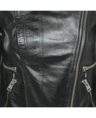 Women's Black Leather Kawai Biker Jacket