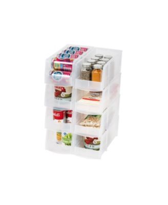 USA 8 Pack Large Storage Basket, Stackable Open Front Organizer Bin for Pantry, Clear