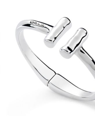 Rigid Bracelet of Metal Alloy Plated in Sterling Silver with Two Tubes at the Ends